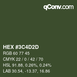 Color code: HEX #3C4D2D | qconv.com