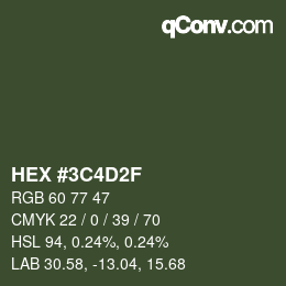 Color code: HEX #3C4D2F | qconv.com