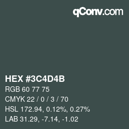 Color code: HEX #3C4D4B | qconv.com
