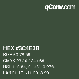 Color code: HEX #3C4E3B | qconv.com