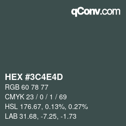 Color code: HEX #3C4E4D | qconv.com