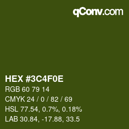 Farbcode: HEX #3C4F0E | qconv.com