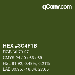 Color code: HEX #3C4F1B | qconv.com