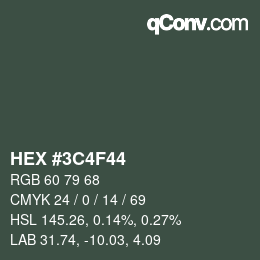 Color code: HEX #3C4F44 | qconv.com