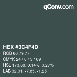 Color code: HEX #3C4F4D | qconv.com