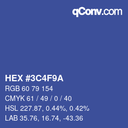 Color code: HEX #3C4F9A | qconv.com