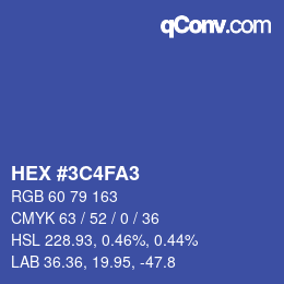 Color code: HEX #3C4FA3 | qconv.com