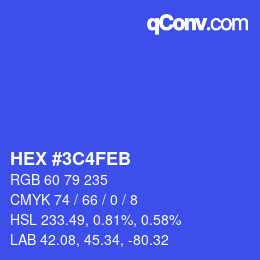 Color code: HEX #3C4FEB | qconv.com