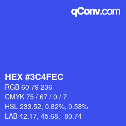 Color code: HEX #3C4FEC | qconv.com