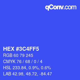 Farbcode: HEX #3C4FF5 | qconv.com