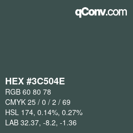 Color code: HEX #3C504E | qconv.com