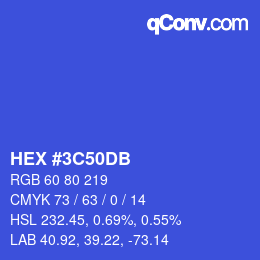 Color code: HEX #3C50DB | qconv.com