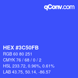 Color code: HEX #3C50FB | qconv.com