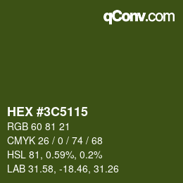 Farbcode: HEX #3C5115 | qconv.com
