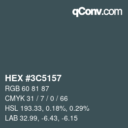 Color code: HEX #3C5157 | qconv.com