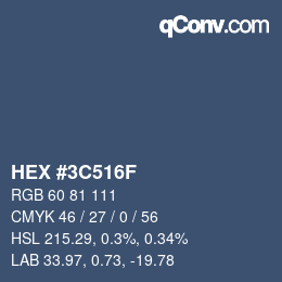 Color code: HEX #3C516F | qconv.com