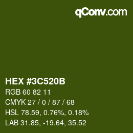 Color code: HEX #3C520B | qconv.com