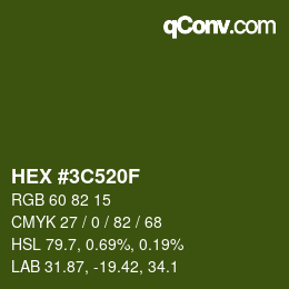 Color code: HEX #3C520F | qconv.com
