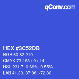 Color code: HEX #3C52DB | qconv.com