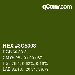 Color code: HEX #3C5308 | qconv.com