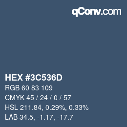 カラーコード: HEX #3C536D | qconv.com