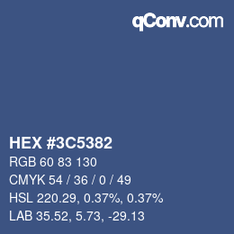 Farbcode: HEX #3C5382 | qconv.com