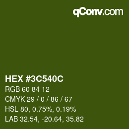 Color code: HEX #3C540C | qconv.com