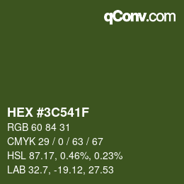 Color code: HEX #3C541F | qconv.com