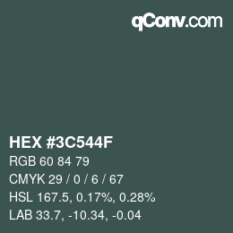 Color code: HEX #3C544F | qconv.com