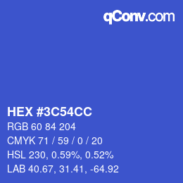 Color code: HEX #3C54CC | qconv.com