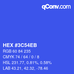 Color code: HEX #3C54EB | qconv.com