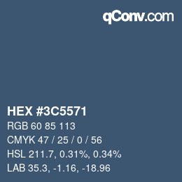 Farbcode: HEX #3C5571 | qconv.com