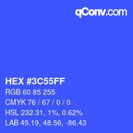 Color code: HEX #3C55FF | qconv.com