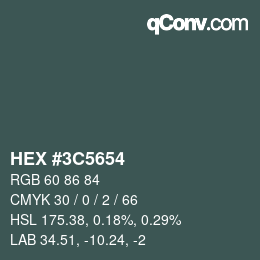 Color code: HEX #3C5654 | qconv.com