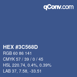 Color code: HEX #3C568D | qconv.com