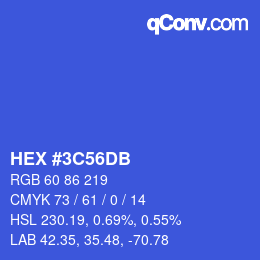 カラーコード: HEX #3C56DB | qconv.com