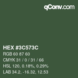 Color code: HEX #3C573C | qconv.com