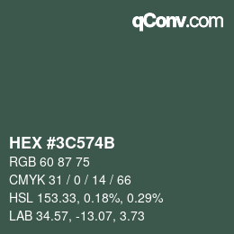 Color code: HEX #3C574B | qconv.com