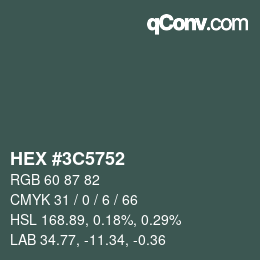 Color code: HEX #3C5752 | qconv.com