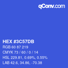 Color code: HEX #3C57DB | qconv.com