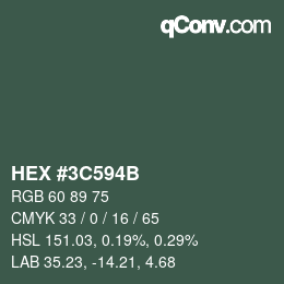 Color code: HEX #3C594B | qconv.com