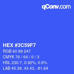 Color code: HEX #3C59F7 | qconv.com