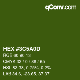 Color code: HEX #3C5A0D | qconv.com