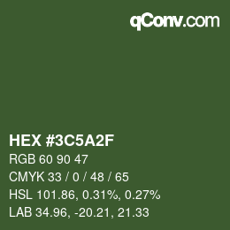 Color code: HEX #3C5A2F | qconv.com