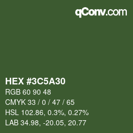 Color code: HEX #3C5A30 | qconv.com