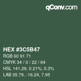 Farbcode: HEX #3C5B47 | qconv.com