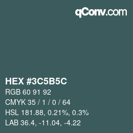 Color code: HEX #3C5B5C | qconv.com