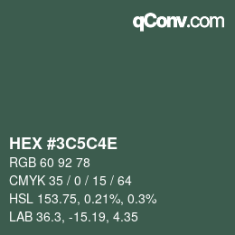 Color code: HEX #3C5C4E | qconv.com