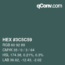 Color code: HEX #3C5C59 | qconv.com