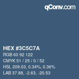 Color code: HEX #3C5C7A | qconv.com